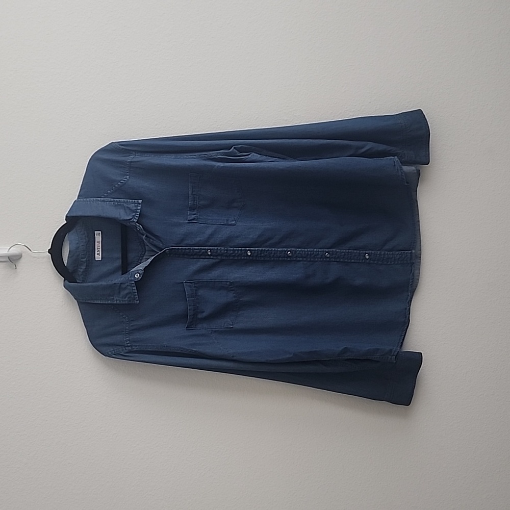 Denim button down top